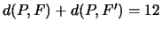 $d(P,F)+d(P,F')=12$