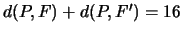 $d(P,F)+d(P,F')=16$