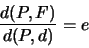 \begin{displaymath}
\frac{d(P,F)}{d(P,d)}=e
\end{displaymath}