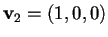 $\mathbf{v}_{2}=(1,0,0)$