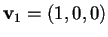 $\mathbf{v}_{1}=(1,0,0)$