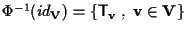 $\Phi^{-1}(id_{\mathbf{V}})=\{\mathsf{T}_{\mathbf{v}}\;,\;\mathbf{v} \in \mathbf{V}\}$