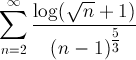 sum log(sqrt(n)+1)/(n-1)^(5/3)