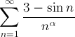 sum (3 + sin n)/n^alfa